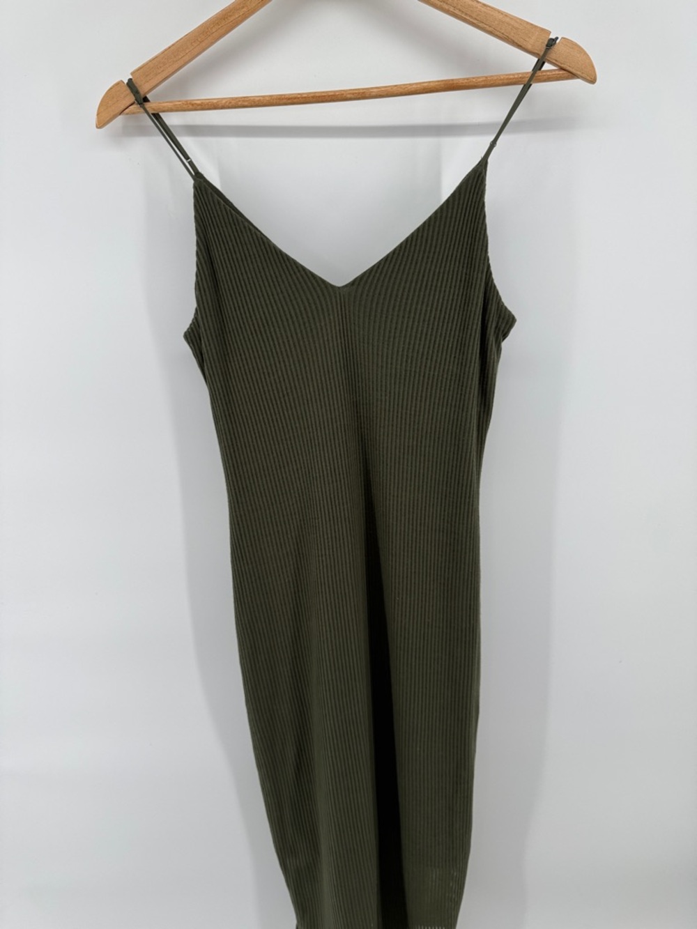 Express Olive Rib Knit Midi Slip Dress - Women's Size Medium - Picture 5 of 6